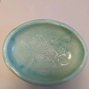 Avon Vintage Victoriana Soap Dish Blue Green Marble